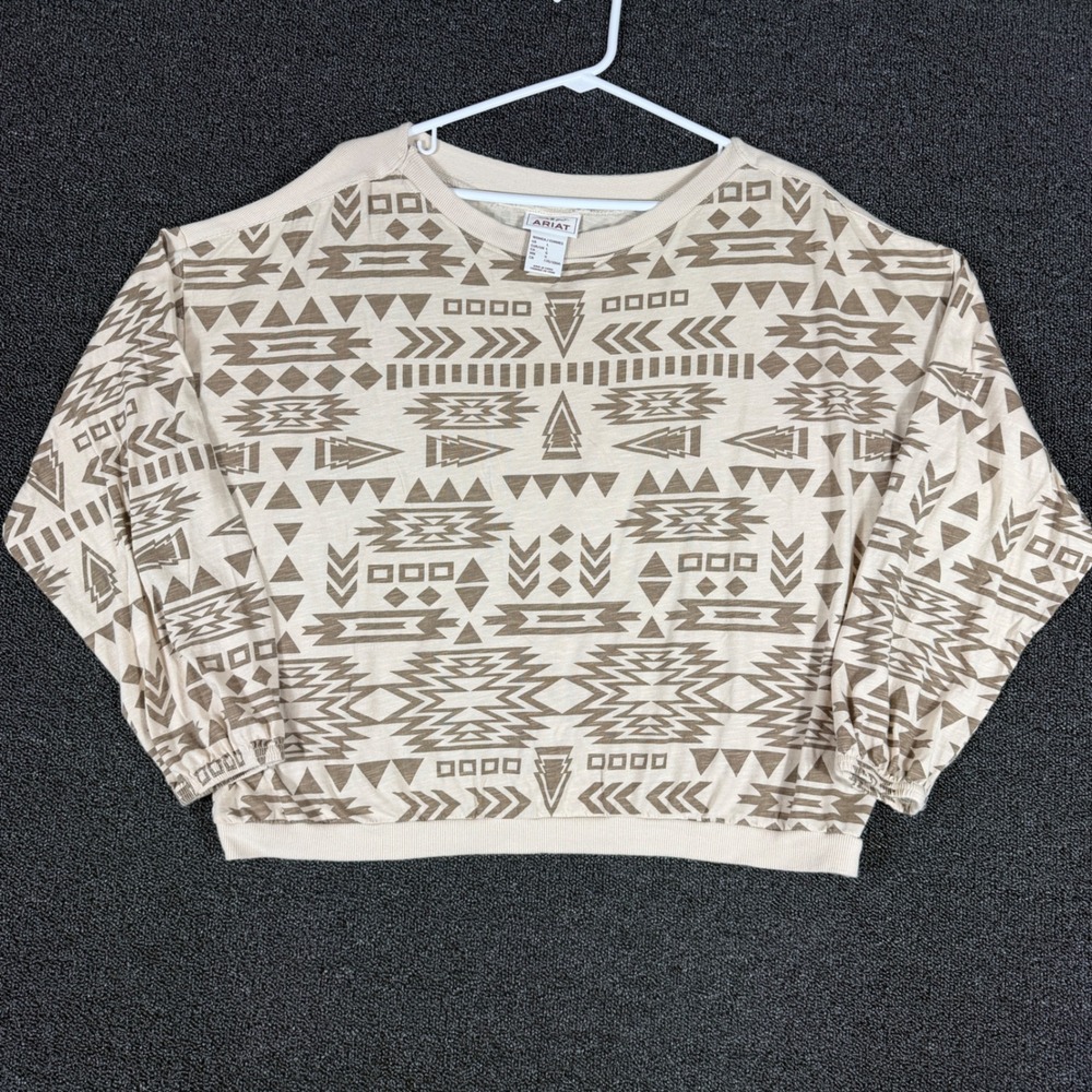 Ariat Grand View Pull Over Sweatshirt Womens Large Cream Southwestern Geometric